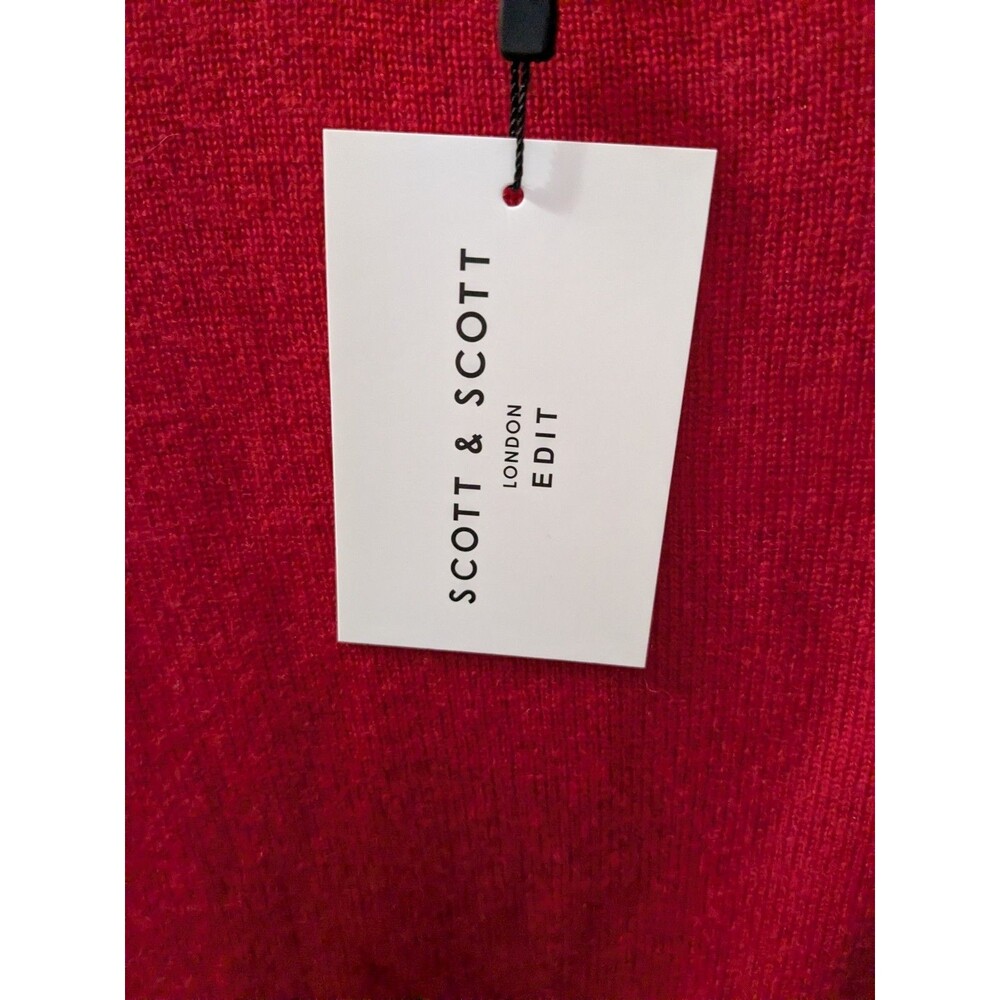 Scott & Scott London NWT Red Crew Neck Black Bows Wool Cashmere Sweater L - Picture 3 of 6